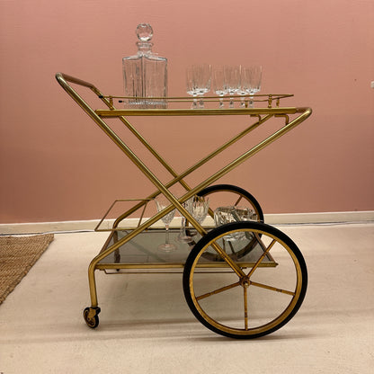 Brass barcart with big wheels