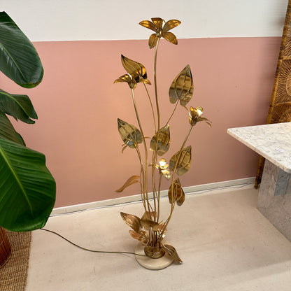 Brass flower floor lamp