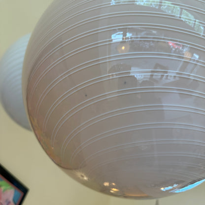 1970s Murano pink candy globe pendant Lamp
