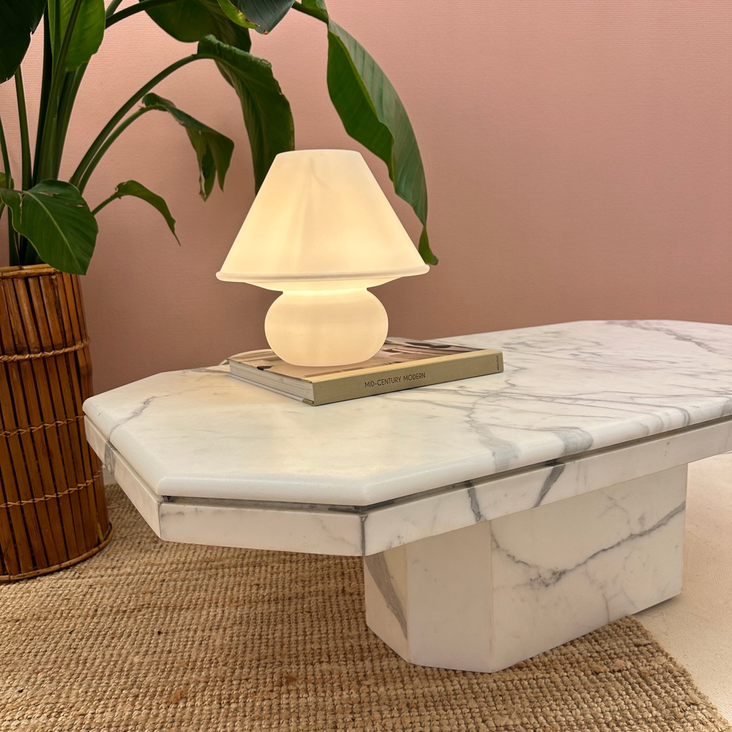 Carrara white marble rectangular coffee table