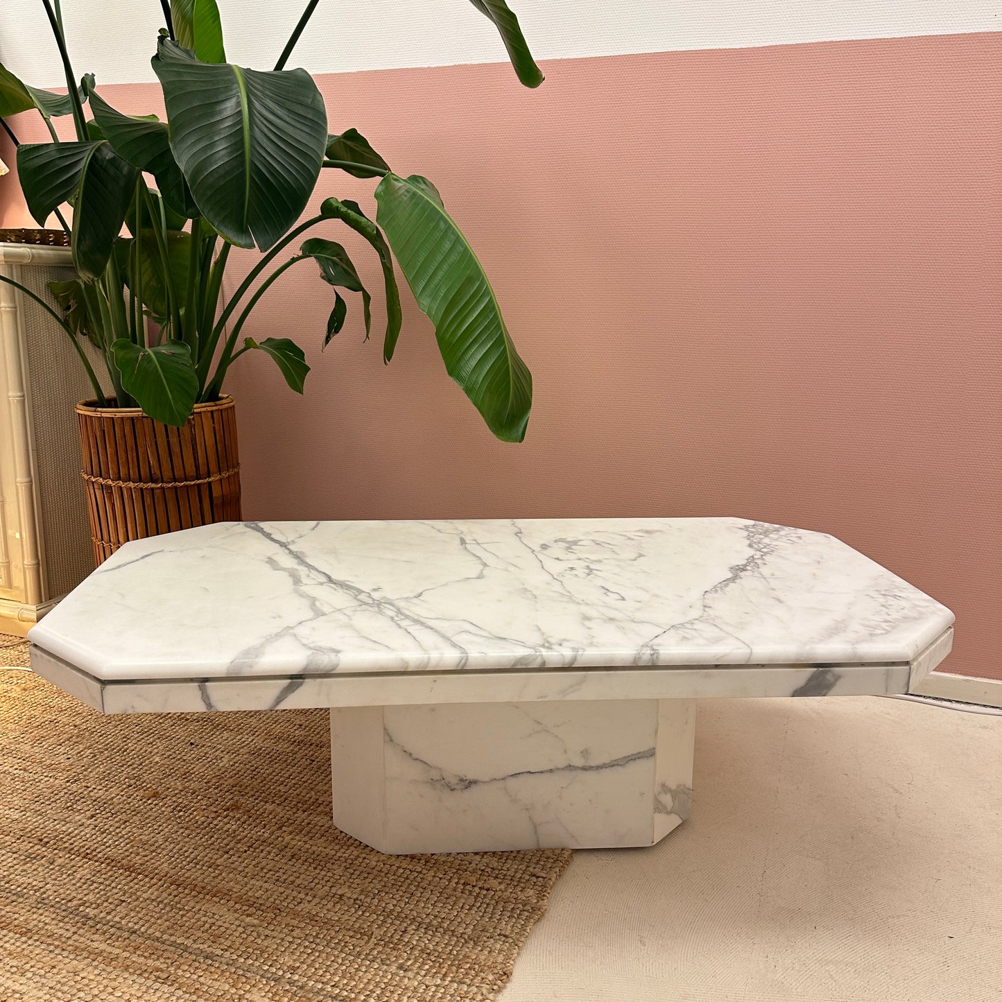 Carrara white marble rectangular coffee table