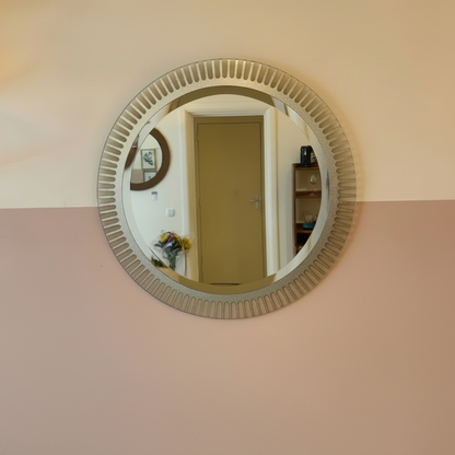 Mid-century XL chroom/zilveren spiegelglas