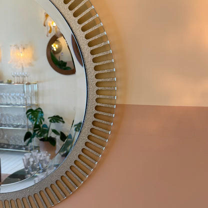 Mid-century XL chroom/zilveren spiegelglas