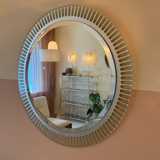 Mid-century XL chroom/zilveren spiegelglas