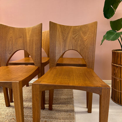 Set van 4 gebogen massief houten Caresse eetkamerstoelen