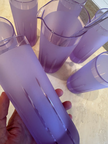 Vintage matte Alexandrite purple lemonade set, pitcher & 6 Glasses