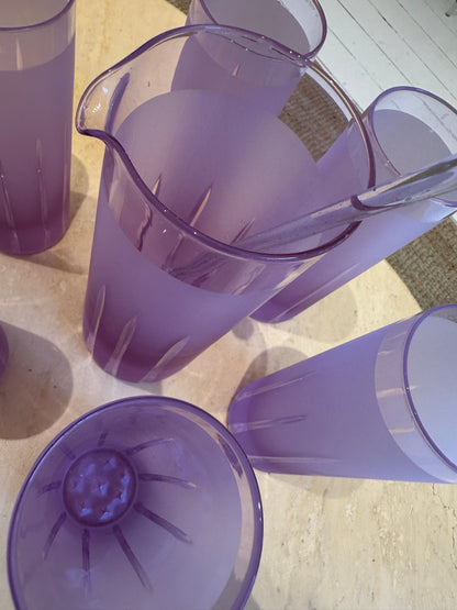 Vintage matte Alexandrite purple lemonade set, pitcher & 6 Glasses