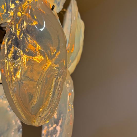 Murano opaline glazen kroonluchter, toegeschreven aan Mazzega