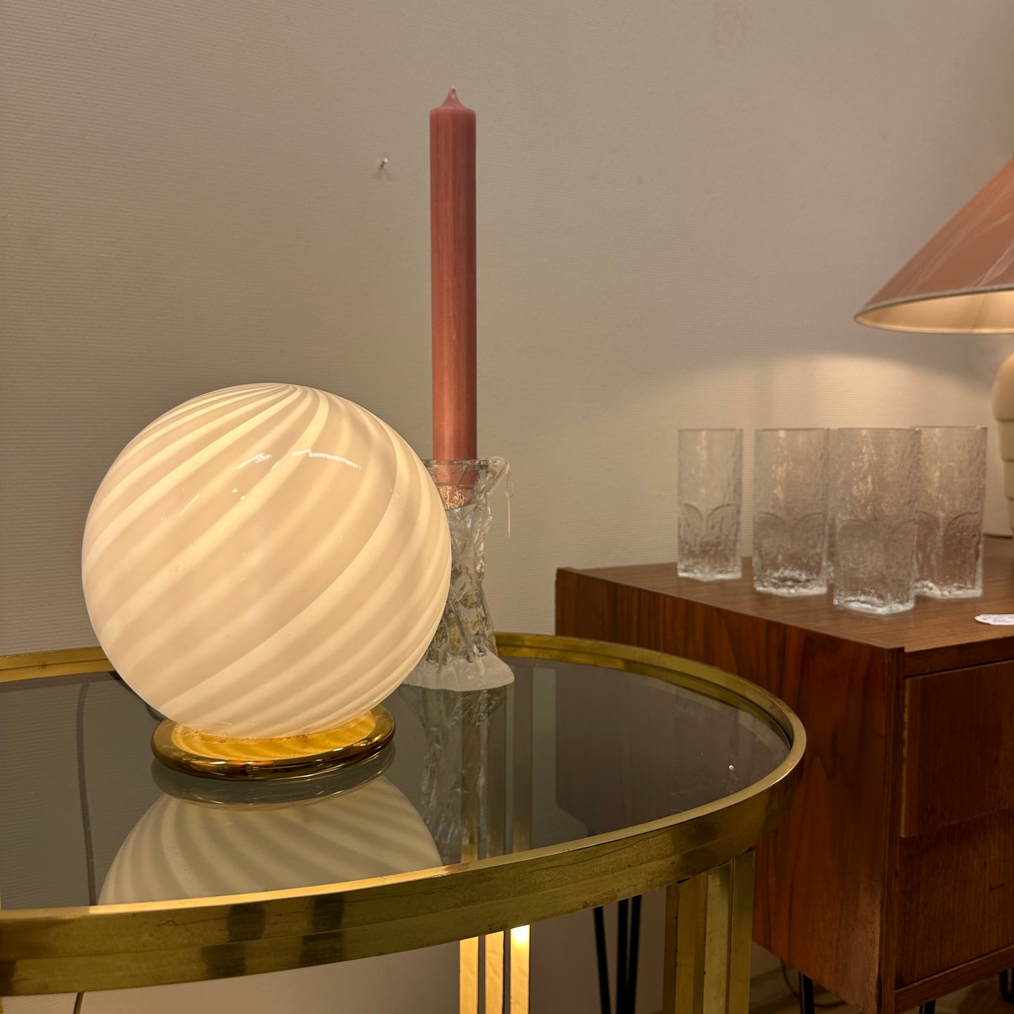 Leuke swirl tafellamp van Murano glas