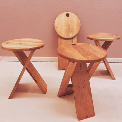 Vintage wooden collapsible stools form Adrian Reed in 1980