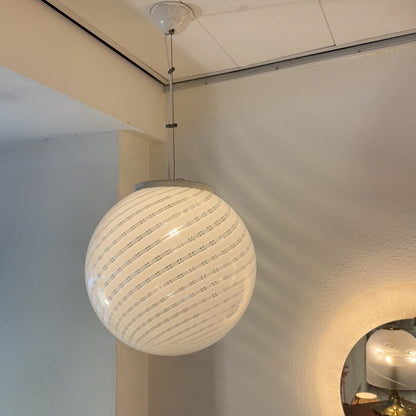 XL Witte Murano Swirl globe hanglamp